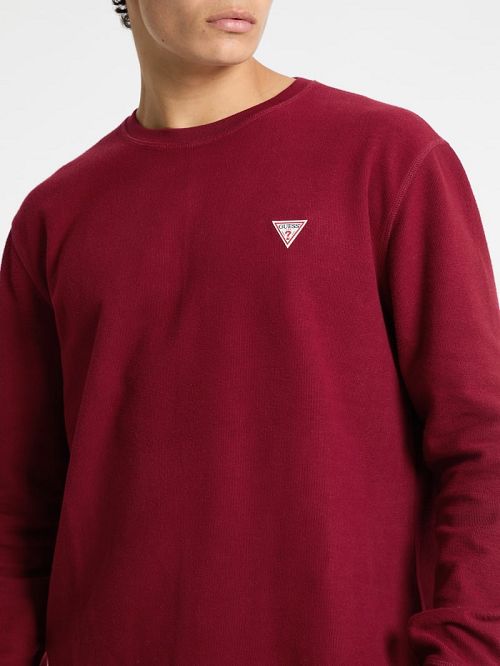 Guess Waffle-Knit Mini Triangle Long-Sleeve Tee Rood | GUESS-SN31007