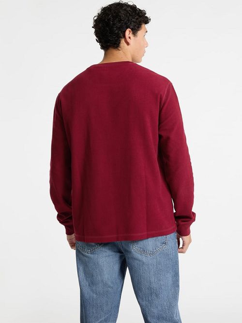 Guess Waffle-Knit Mini Triangle Long-Sleeve Tee Rood | GUESS-SN31007