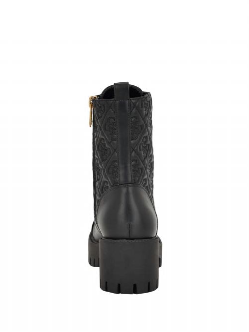 Guess Waite Embossed Lace-Up Moto Boots Zwart | GUESS-SN29913