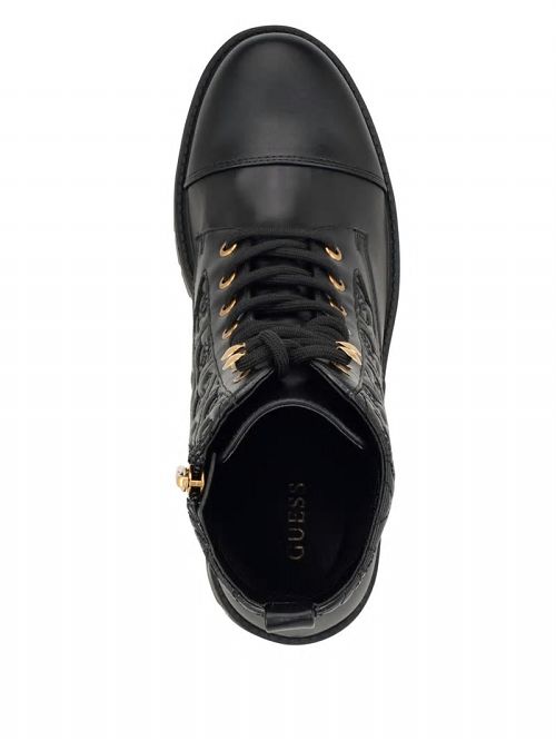 Guess Waite Embossed Lace-Up Moto Boots Zwart | GUESS-SN29913