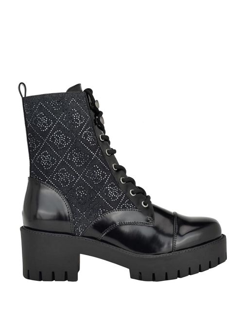 Guess Waitea Rhinestone Moto Booties Zwart | GUESS-SN29914