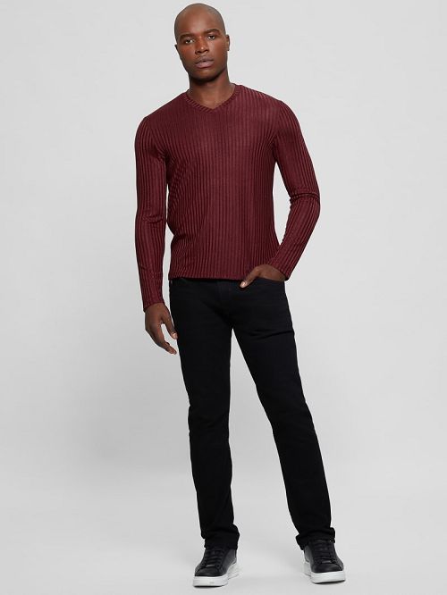 Guess Warehouse V-Neck Knit Tee Rood | GUESS-SN30615