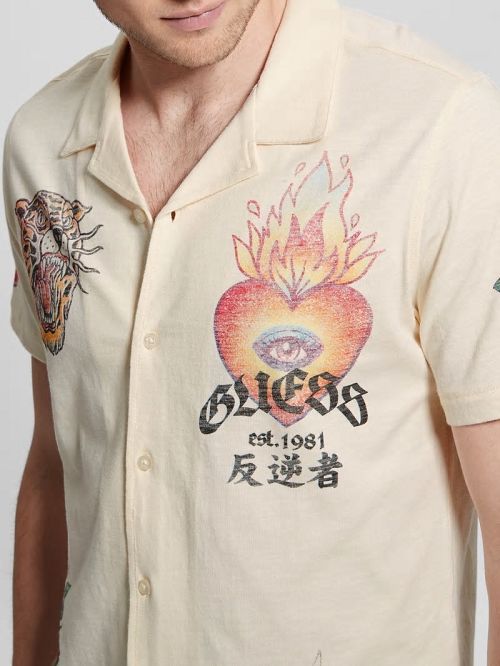 Guess Washed Art Shirt Wit | GUESS-SN31114