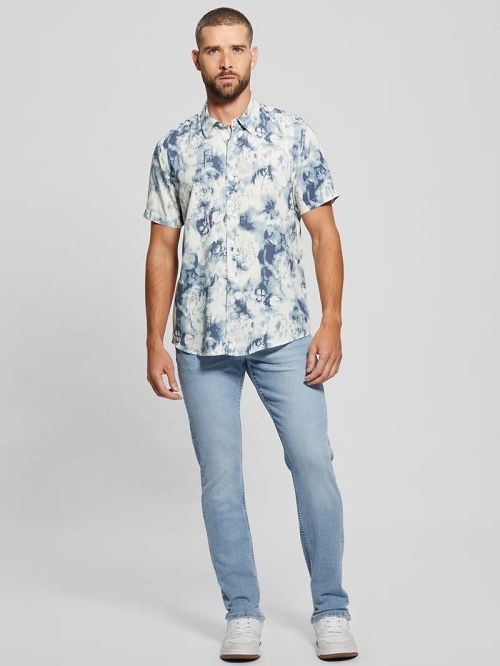 Guess Wayco Sateen Floral Shirt Blauw | GUESS-SN31252