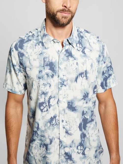 Guess Wayco Sateen Floral Shirt Blauw | GUESS-SN31252