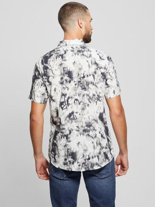 Guess Wayco Sateen Floral Shirt Zwart Wit | GUESS-SN31322