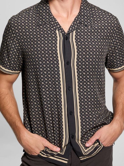 Guess Wayco Sateen Peony Shirt Zwart | GUESS-SN31330