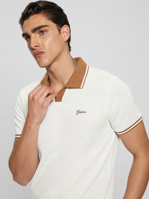 Guess Weston Knit Polo Wit | GUESS-SN31281