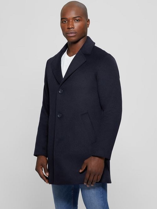 Guess Wool-Blend Coat Blauw | GUESS-SN30780