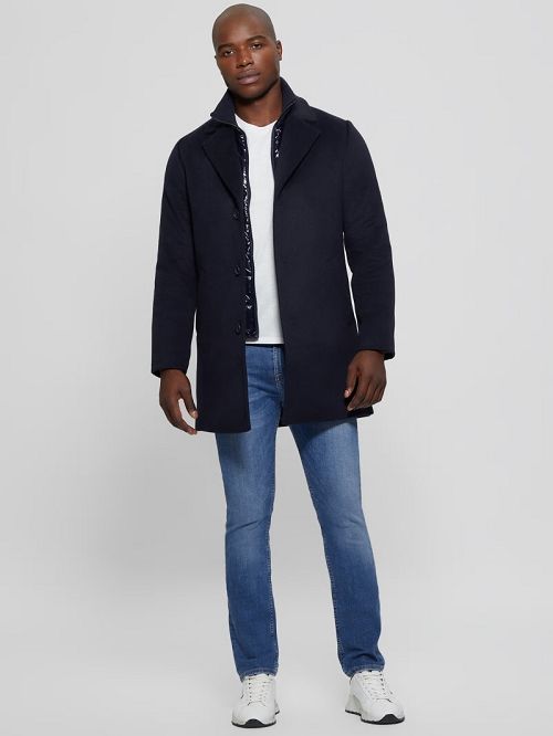 Guess Wool-Blend Coat Blauw | GUESS-SN30780
