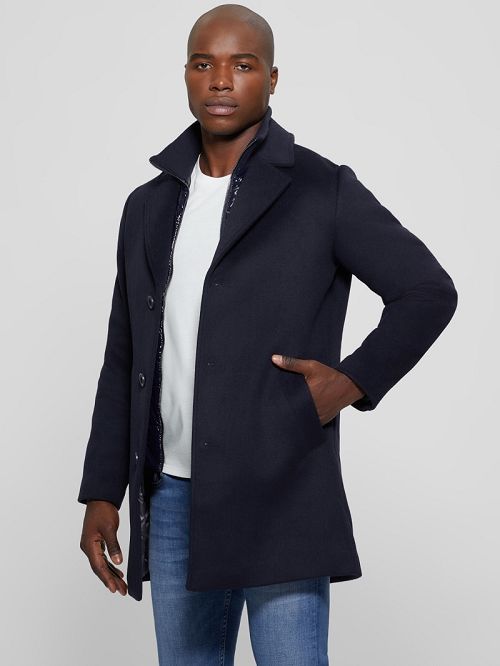 Guess Wool-Blend Coat Blauw | GUESS-SN30780