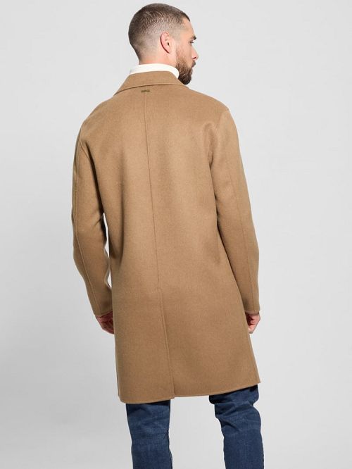 Guess Wool-Blend Double-Breasted Coat Beige | GUESS-SN30886