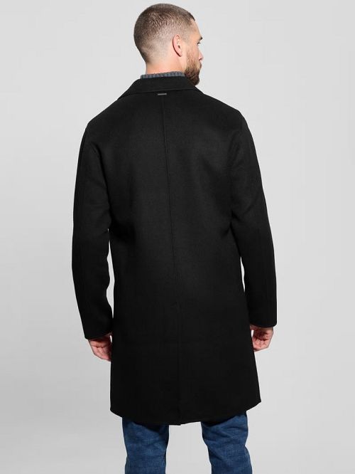 Guess Wool-Blend Double-Breasted Coat Zwart | GUESS-SN30795