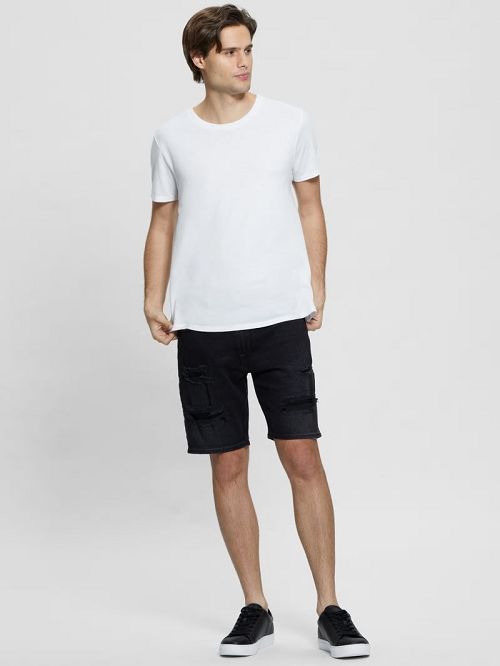 Guess Wyatt Destroyed Black Shorts Zwart | GUESS-SN31347