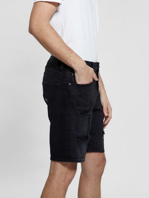 Guess Wyatt Destroyed Black Shorts Zwart | GUESS-SN31347