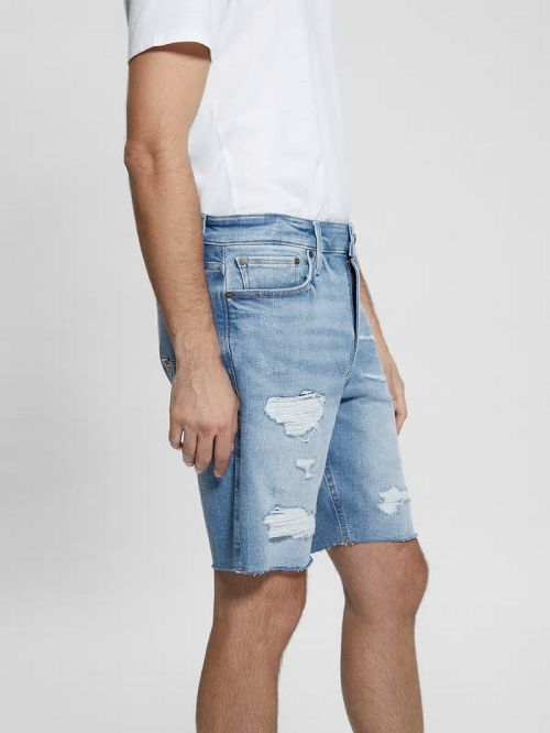 Guess Wyatt Destroyed Shorts Blauw | GUESS-SN31372