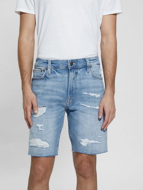 Guess Wyatt Destroyed Shorts Blauw | GUESS-SN31372