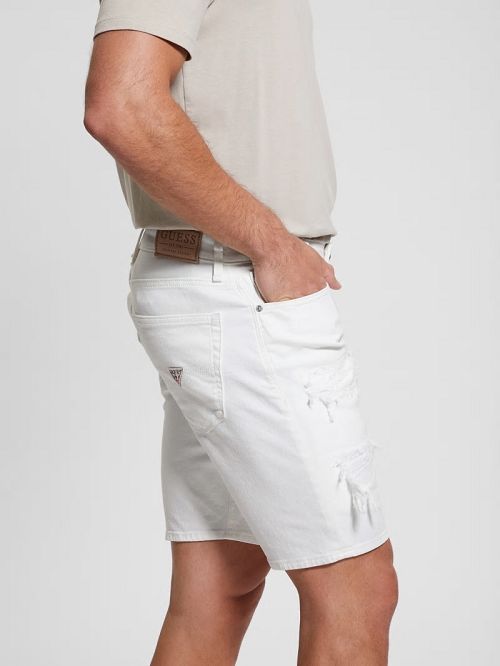 Guess Wyatt Destroyed White Shorts Wit | GUESS-SN31352