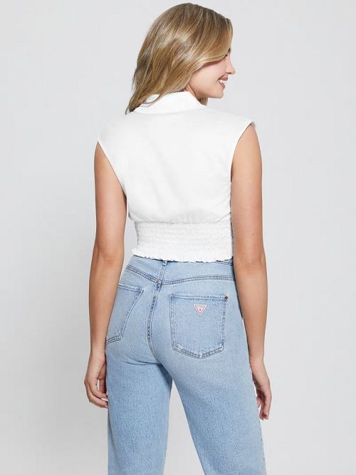 Guess Yalina Tie-Front Top Wit | GUESS-SN27606