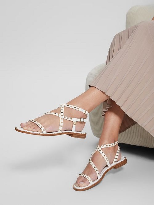 Guess Yamara Studded Strappy Gladiator Sandals Wit | GUESS-SN29661
