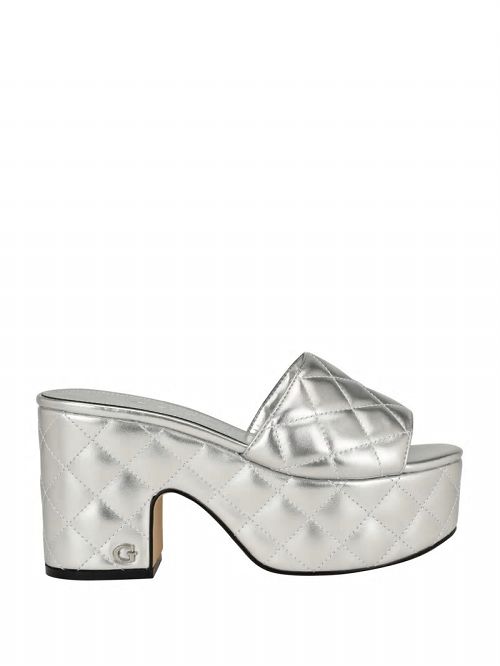 Guess Yanni Quilted Platform Mules Zilver | GUESS-SN29673