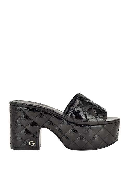 Guess Yanni Quilted Platform Mules Zwart | GUESS-SN29676