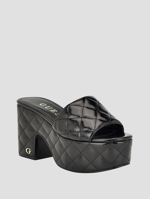 Guess Yanni Quilted Platform Mules Zwart | GUESS-SN29676