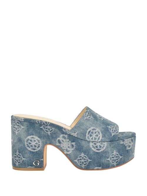Guess Yapplea Denim Peony G Platform Mules Blauw | GUESS-SN29716