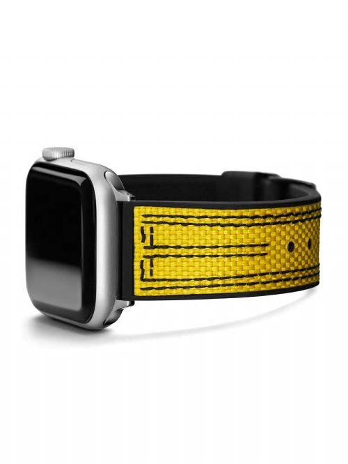 Guess Yellow and Black Woven 42-45 mm Band for Apple Watch® Geel | GUESS-SN31625