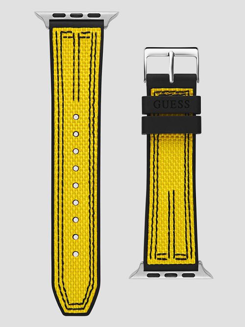 Guess Yellow and Black Woven 42-45 mm Band for Apple Watch® Geel | GUESS-SN31625