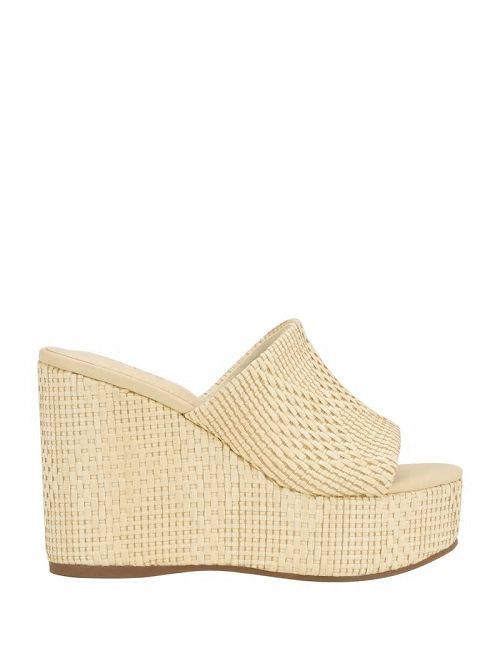 Guess Yenisa Woven Wedged Sandals Beige | GUESS-SN29667