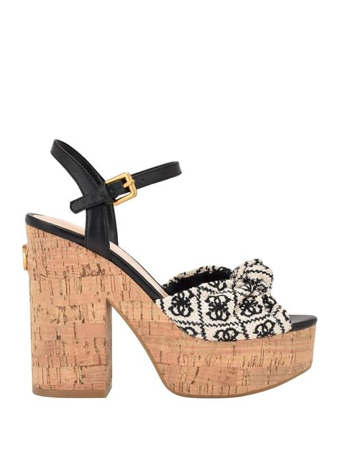 Guess Yipster Logo Platform Heeled Sandals Zwart | GUESS-SN29777