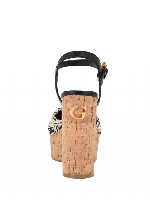 Guess Yipster Logo Platform Heeled Sandals Zwart | GUESS-SN29777