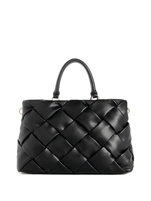 Guess Zaina Woven Girlfriend Satchel Zwart | GUESS-SN28658