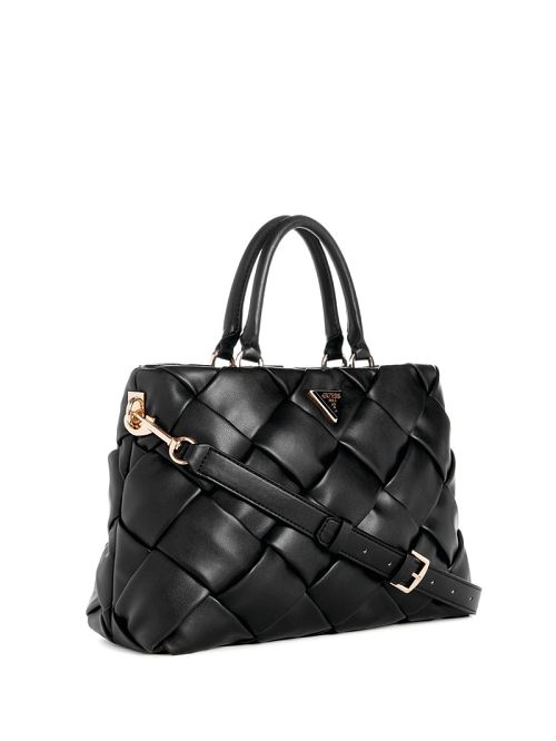 Guess Zaina Woven Girlfriend Satchel Zwart | GUESS-SN29198