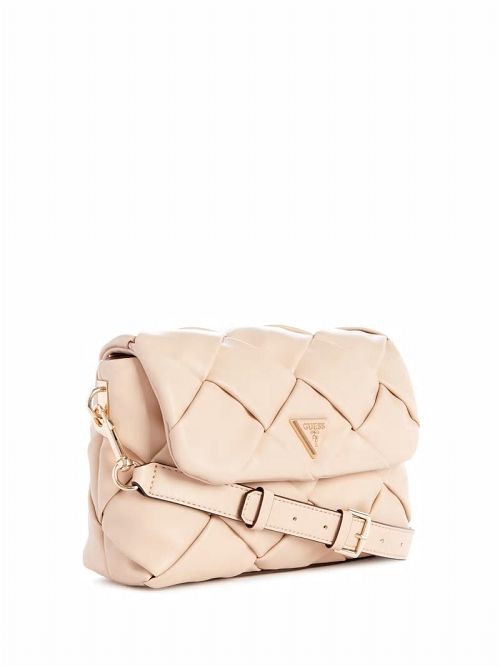 Guess Zaina Woven Shoulder Bag Roze | GUESS-SN29071