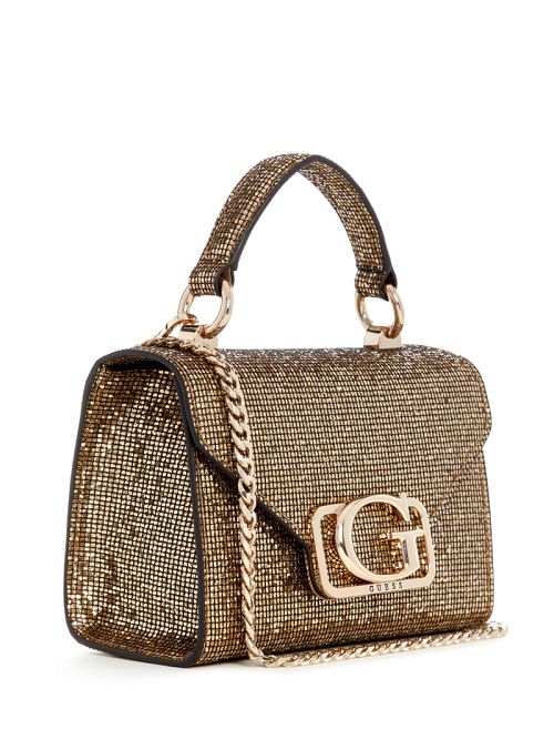 Guess Zalina Mini Glitter Top-Handle Bag Goud | GUESS-SN28669