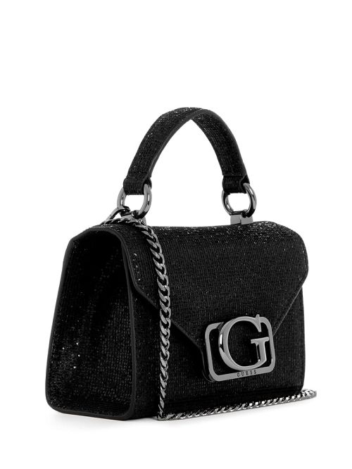 Guess Zalina Mini Glitter Top-Handle Bag Zwart | GUESS-SN28672