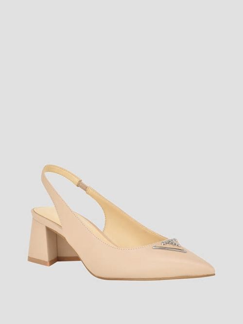 Guess Zanda Slingback Block Heels Beige | GUESS-SN29864