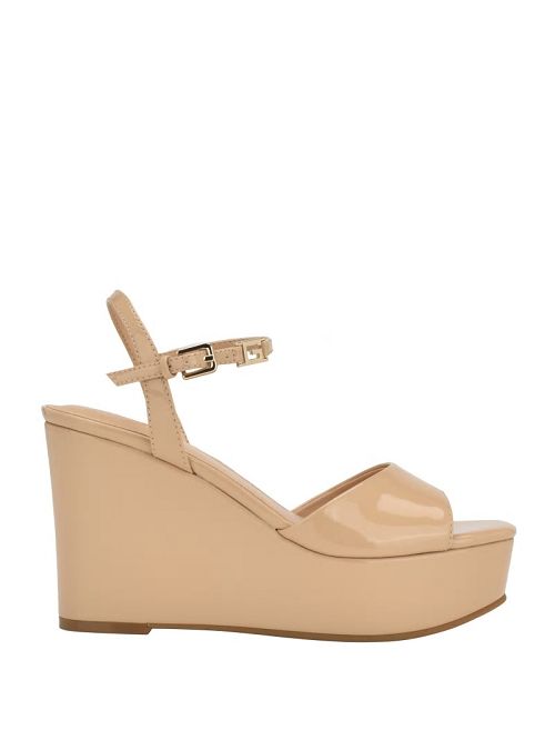 Guess Zione Patent Wedges Beige | GUESS-SN29805