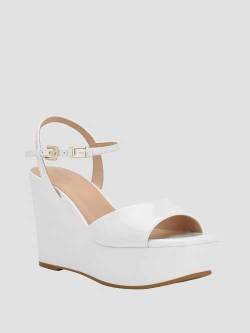 Guess Zione Patent Wedges Wit | GUESS-SN29778