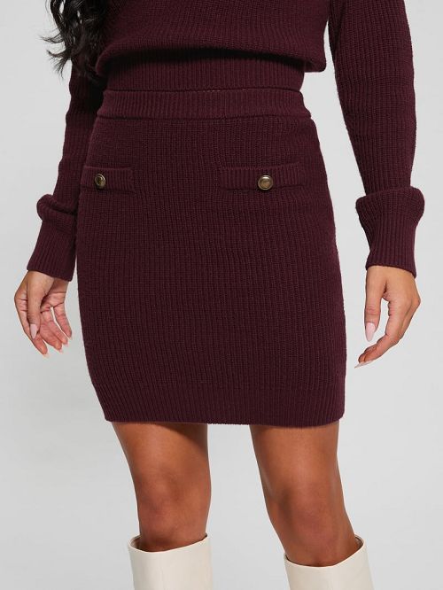 Guess Zylee Wool-Blend Sweater Skirt Rood | GUESS-SN28149