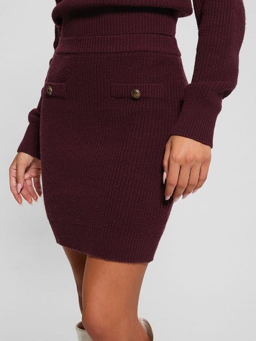 Guess Zylee Wool-Blend Sweater Skirt Rood | GUESS-SN28149