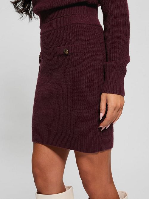 Guess Zylee Wool-Blend Sweater Skirt Rood | GUESS-SN28149